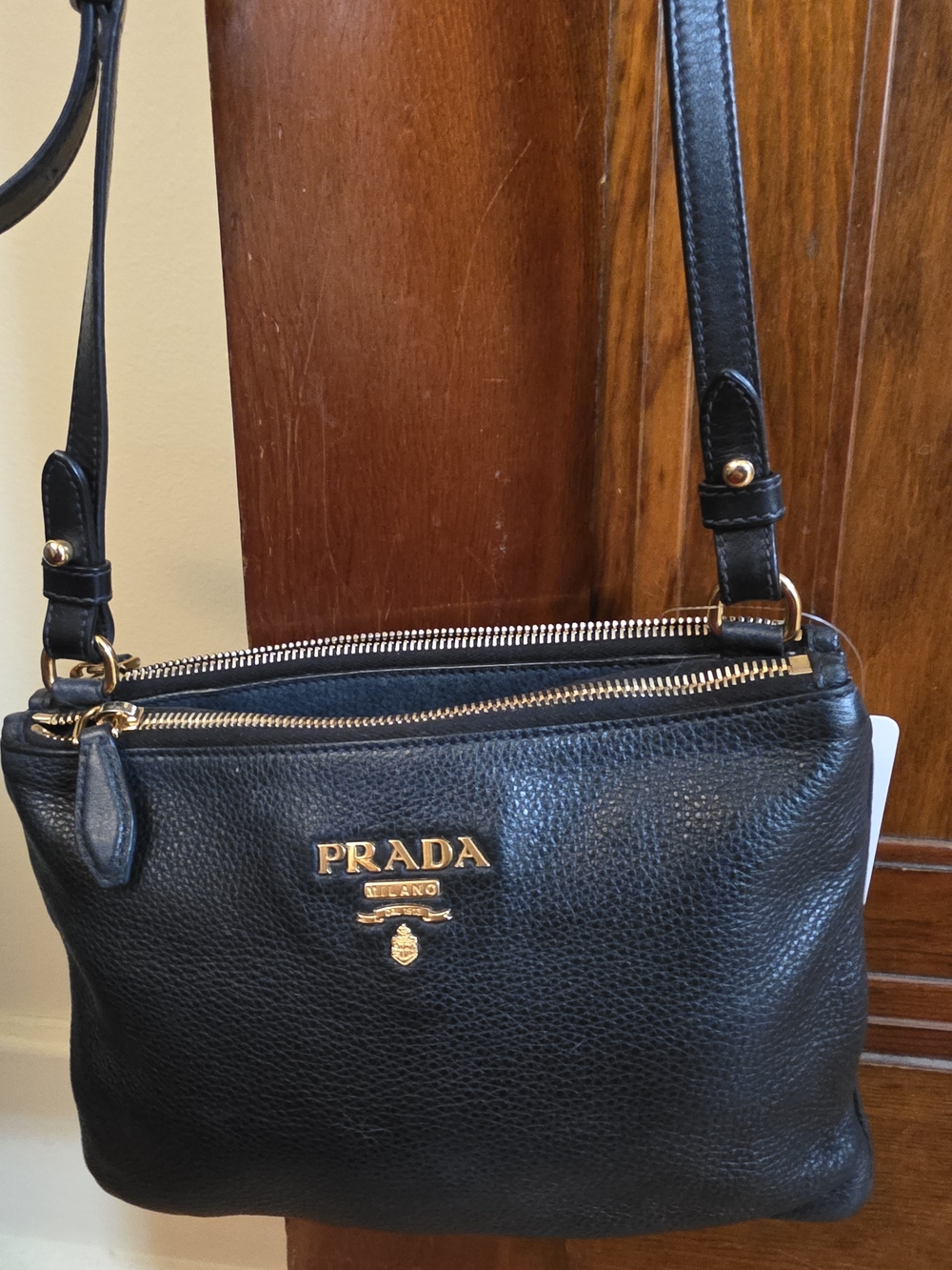 Prada  Pebbled Leather Crossbody Bag  Little Bit Fade Inside W/ 3 Compartment - Picture 5 of 13
